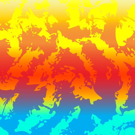 Abstract colorful background. Rainbow colors. Bright artistic paint texture. Splatter graphic design. Wavy chaotic pattern. Brush stroke grunge effect. Vintage style. Symbol summer Vector illustrationのイラスト素材