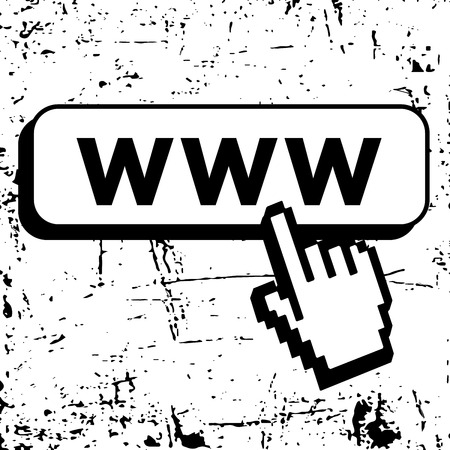 WWW t shirt typography graphics. Grunge icon with window address. Fashion stylish print sports wear Template for apparel, card, poster. Symbol of web browser, internet site, online Vector illustrationのイラスト素材