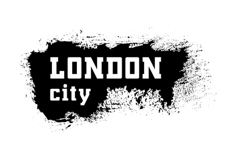 British t shirt typography graphics. Black and white design with text London city isolated on background. Symbol of England, Britain United Kingdom. Template apparel, card, poster. Vector illustrationのイラスト素材