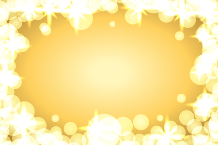 Gold sparkle frame abstract background. Light golden glittering border, glitter. Merry Christmas card, Happy New Year celebration pattern. Holiday, festive, invitation design. Vector illustrationのイラスト素材