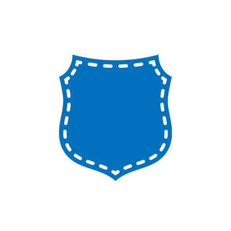 Shield shape icon. Blue silhouette sign isolated on white. Symbol of protection, arms, coat honor, security, safety. Flat retro style design. Element vintage heraldic emblem Vector illustrationのイラスト素材