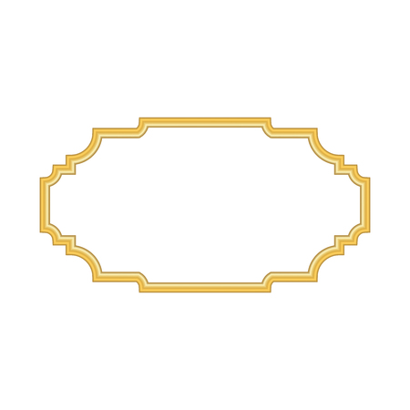 Gold frame. Beautiful simple golden design. Vintage style decorative border, isolated on white background. Deco elegant object. Empty copy space for decoration, photo, banner Vector illustrationのイラスト素材