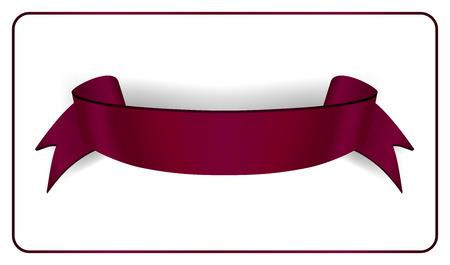 Red satin empty ribbon. Blank banner. Design decoration ribbon element isolated on white background. Vintage retro banner style. Template guarantee product Vector illustrationのイラスト素材