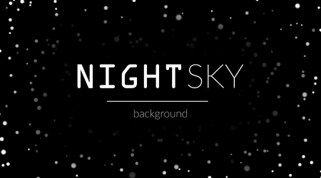 Night sky with white stars on black background. Dark astronomy space template. Galaxy starry pattern for wallpaper. Shiny stars on night sky universe. Cosmos stars wallpaper. Vector illustrationのイラスト素材