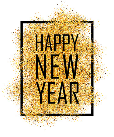 Happy New Year text. Gold Happy New Year or Christmas isolated background Vector illustrationのイラスト素材