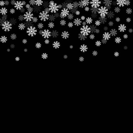Christmas winter black template with falling snowflakes.のイラスト素材