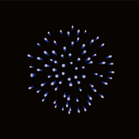 Beautiful blue firework. Bright firework isolated black background. Light blue decoration firework for Christmas, New Year celebration, holiday, festival, birthday card Vector illustrationのイラスト素材