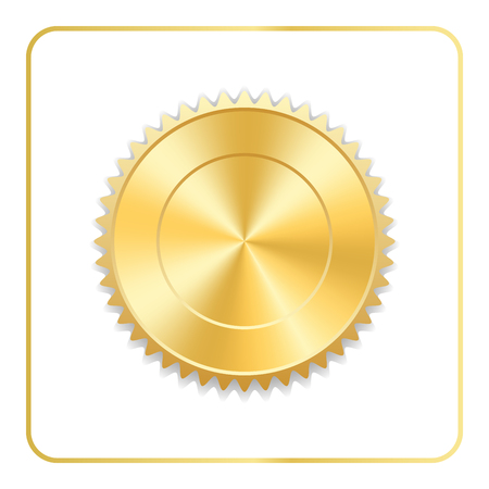 Seal award gold icon. Blank medal isolated on white background. Stamp for design. Golden emblem. Symbol of assurance, winner, guarantee and best label, premium, quality Vector illustrationのイラスト素材