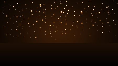 Holiday background with magic gold rain. Golden stars. Christmas design with light, vibrant, glow and sparkle, glitter. Symbol of New Year wish, celebration. Luxury decoration Vector illustrationのイラスト素材