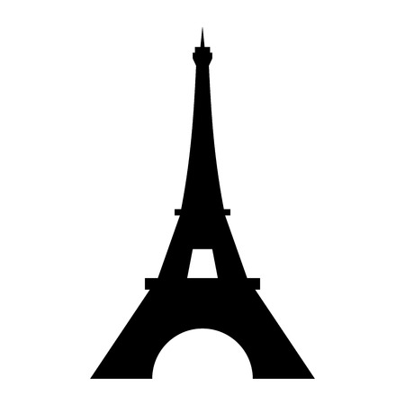 Eiffel Tower logo icon. Old style. Symbol french, Paris, holiday, travel tour. Black silhouette tall building Eifel Tower isolated white background. Modern architecture design Vector illustrationのイラスト素材