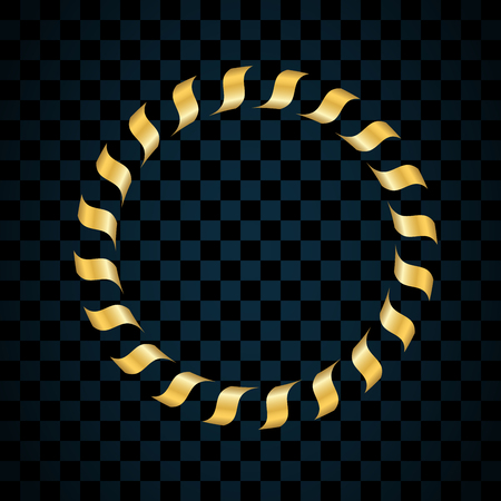 Gold ring isolated on transparent black background. Golden circle frame. Decoration round. Bright design element for Christmas or Happy New Year border Vector illustrationのイラスト素材