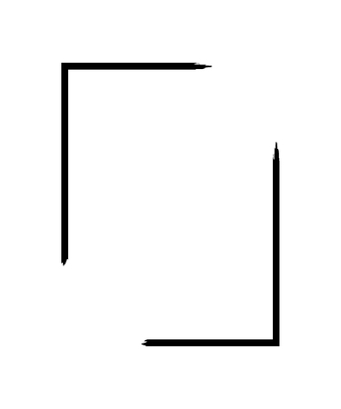 Grunge frame isolated on white background. Black rectangle focus border, dirt stroke template. Paint brush effect. Decorative geometric design for page decoration Vector illustrationのイラスト素材