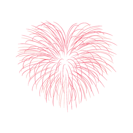 Beautiful heart-firework. Bright romantic salute, isolated on white background. Love decoration flat firework for Valentine Day celebration. Symbol of holiday, wedding Vector illustrationのイラスト素材