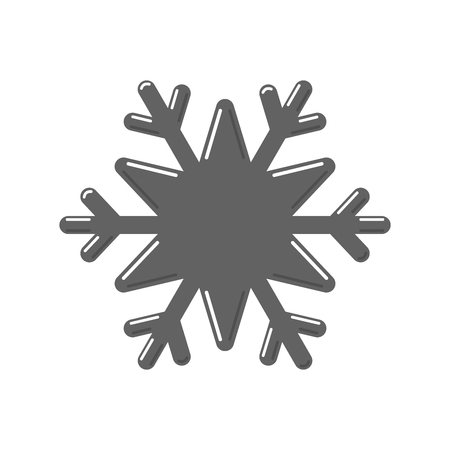 Snowflake gray icon. Cartoon snow flake sign isolated on white background. Symbol of Christmas holiday, winter celebration. New Year silhouette pattern for decoration Vector illustrationのイラスト素材
