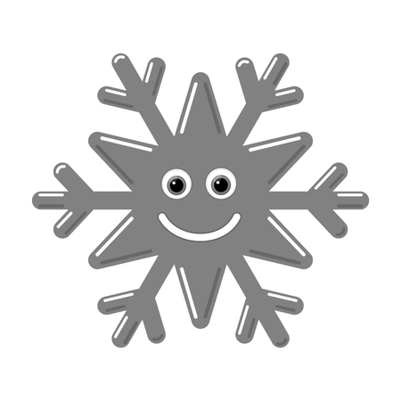 Snowflake smiley baby face. Cute winter gray snow flake, smile, isolated white background. Happy fun character, kid emoticon. Drawing cartoon doodle. Holiday child decoration Vector illustrationのイラスト素材