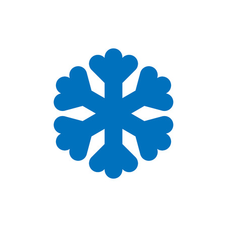 Snowflake sign. Blue Snowflake icon isolated on white background. Snow flake silhouette. Symbol of snow, holiday, cold weather, frost. Winter design element Vector illustrationのイラスト素材