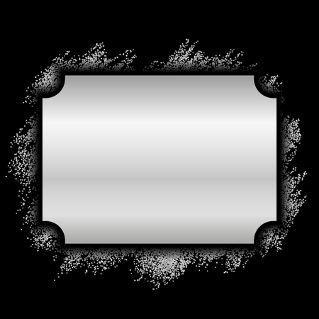 Silver frame. Beautiful glitter design. Vintage style decorative border, isolated black background. Deco elegant luxury framework for decoration, photo, Christmas banner Vector illustrationのイラスト素材