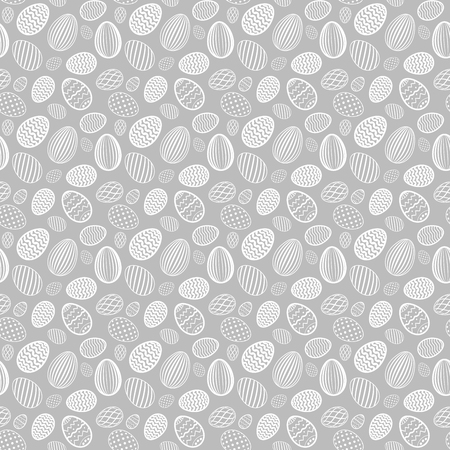 Easter egg seamless pattern. White gray holiday eggs texture. Simple abstract decorative template for Happy Easter celebration. Stylized cute ornament wallpaper, card, fabric Vector illustrationのイラスト素材