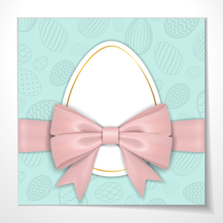Happy Easter background, pastel textured eggs. Gold decoration paper frame. Greeting Easter 3D card. Border template, empty copy space. Holiday design poster, banner, invitation Vector illustrationのイラスト素材