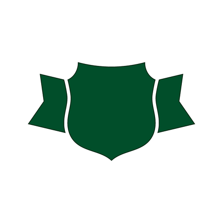 Shield green icon. Outline shape shield, simple wings isolated white background. Flat design sign. Symbol security protection ecology, secure protect guard, eco safety nature Vector illustrationのイラスト素材