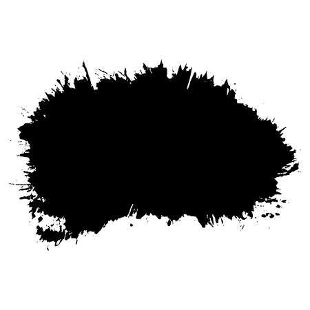 Brush stroke isolated white background. Black smudge paint brush. Grunge texture stroke line. Art ink dirty design. Border artistic shape, paintbrush element. Brushstroke graphic Vector illustrationのイラスト素材