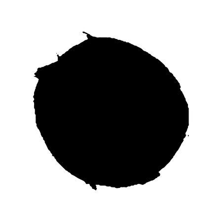 Brush stroke isolated white background. Circle black paint brush. Grunge texture round stroke. Art ink dirty design. Border artistic shape, paintbrush element. Brushstroke graphic Vector illustrationのイラスト素材