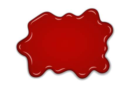 Red cherry splash confiture. Berry sweet jam spot isolated white background. Drips flowing down stain. 3D realistic design. Syrup splash of strawberry, tomato liquid. Fresh food Vector illustrationのイラスト素材