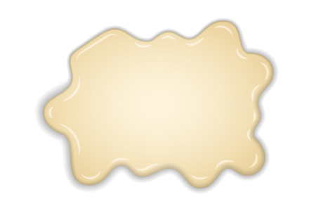 White creamy melt chocolate isolated white background. Hot vanilla milk chocolate dessert. Splash cream sweet liquid texture. Delicious sauce flow. 3D realistic design. Soft candy Vector illustrationのイラスト素材