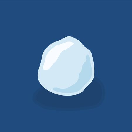 Snow ball ice. Winter design snowy icicle snowball. White blue snow template. Decoration isolated blue background. 3D cartoon snow ball. Christmas, New Year frozen Vector illustrationのイラスト素材