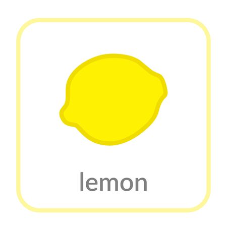 Lemon icon. Yellow citrus, outline flat sign isolated white background. Symbol of health nutrition, eco food fruit. Contour shape. Sweet nutritious organic dessert. Cartoon design Vector illustrationのイラスト素材