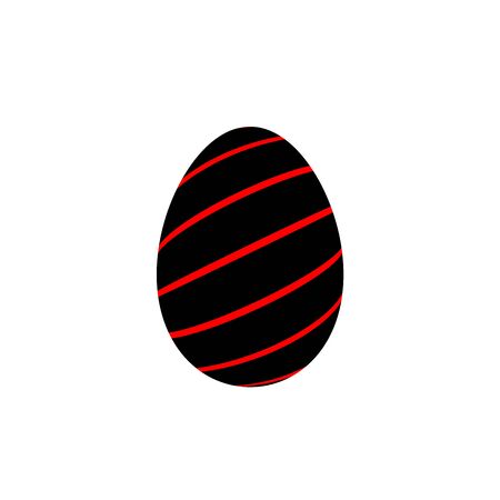 Easter egg 3D icon. Black red egg, isolated white background. Bright realistic design, decoration for Happy Easter celebration. Holiday element. Shiny pattern. Spring symbol Vector illustrationのイラスト素材