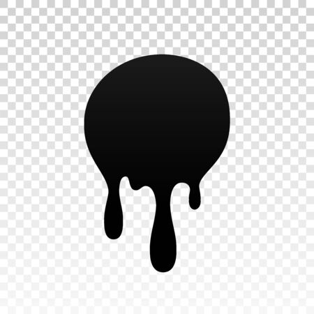 Drip paint. Ink stain. Drop melt liquid isolated on white transparent background. Splash of chocolate, oil, blood. Black splatter syrup, candy sauce, caramel. Color easy to edit Vector illustrationのイラスト素材