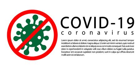 Coronavirus 2019-nCoV infographic. Corona virus 3D icon banner. Black sign isolated white background. Pathogen respiratory infection. Poster bacteria-cell pandemic. Corona-virus Vector illustrationのイラスト素材