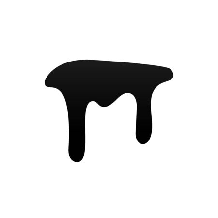 Drip paint. Ink stain. Drop melt liquid isolated on white background. Splash of chocolate, oil, blood. Black graffiti. Splatter syrup, candy sauce, caramel. Color easy to edit Vector illustrationのイラスト素材