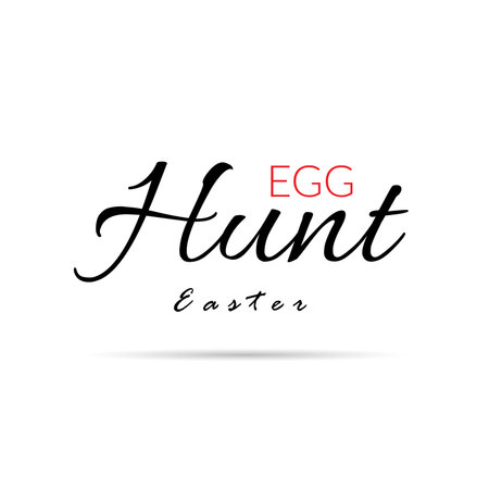 Happy Easter background, decorative text egg, red and black. Greeting Easter card. Gold decoration simple holiday design, calligraphic letter inscription. Holiday poster. Vector illustrationのイラスト素材