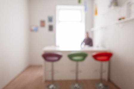 Beautiful office interior with table and chairs in white tones. Blurredの写真素材