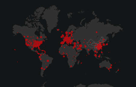 Black World map of virus, Countries with map confirmed cases report worldwide globally. Virus...
