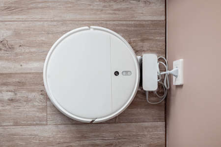 Smart robot vacuum cleaner chargingの写真素材