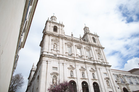 An old vintage church with antique architecture in Lisbon, Portugalのeditorial素材