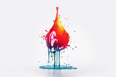 Creative colorful paint drop dripping on white backgroundの素材