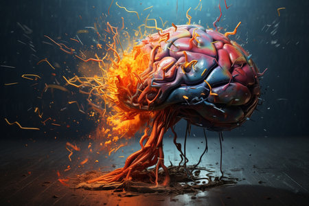 Creative brain explosion with splashes, concept. Brainstorm, creative ideaの素材