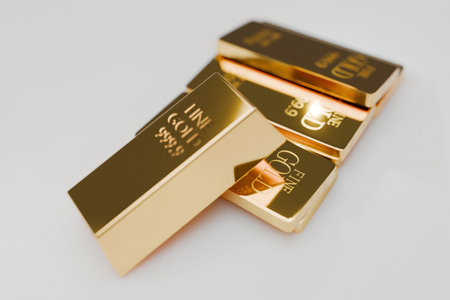 Stack of shiny gold bars symbolizing wealth, investment, financial security, and economic success. Perfect image for banking, finance, luxury, and prosperity-related concepts. investment, creativeの写真素材
