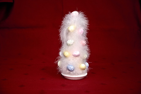Easter eggs tree handmade red background