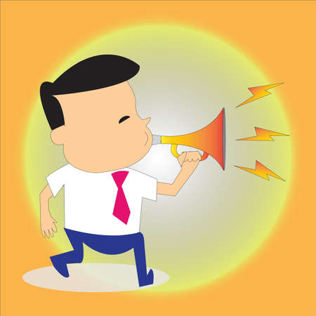 businessman pipes the hornのイラスト素材