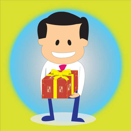 businessman with a gift in his handのイラスト素材
