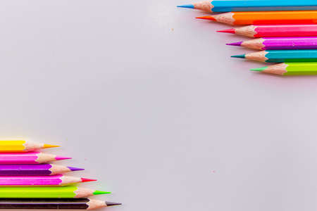 Colour pencils isolated on white background close upの写真素材