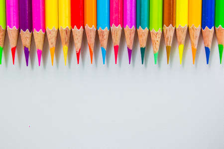Colour pencils isolated on white background close upの写真素材