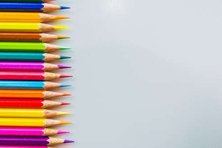 Colour pencils isolated on white background close upの写真素材