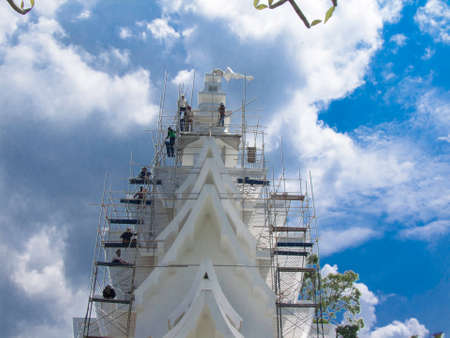 Wat Rong Khun Jay Peak restored after being damaged by an earthquake.の写真素材