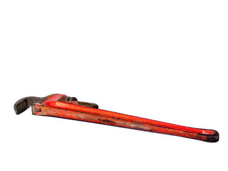 straight pipe wrench on white backgroundの写真素材